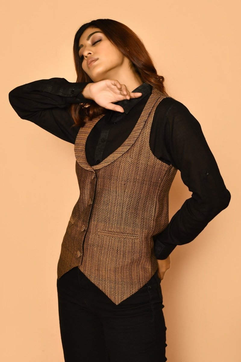 Buy Kyra Handloom Womens Cotton Jacket | Shop Verified Sustainable Womens Jacket on Brown Living™