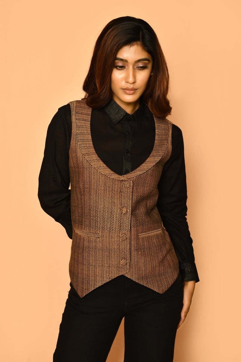 Buy Kyra Handloom Womens Cotton Jacket | Shop Verified Sustainable Womens Jacket on Brown Living™