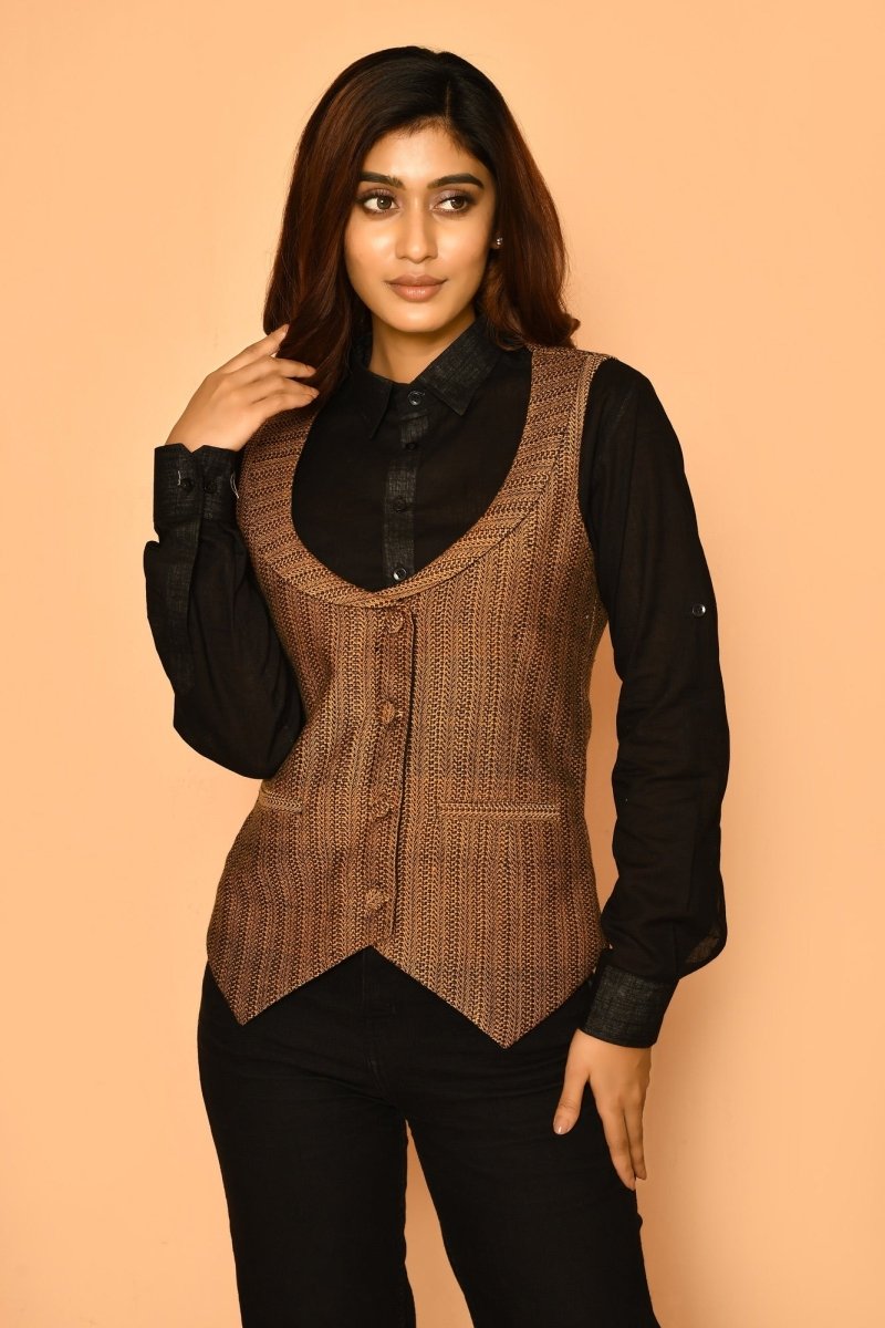 Buy Kyra Handloom Womens Cotton Jacket | Shop Verified Sustainable Womens Jacket on Brown Living™