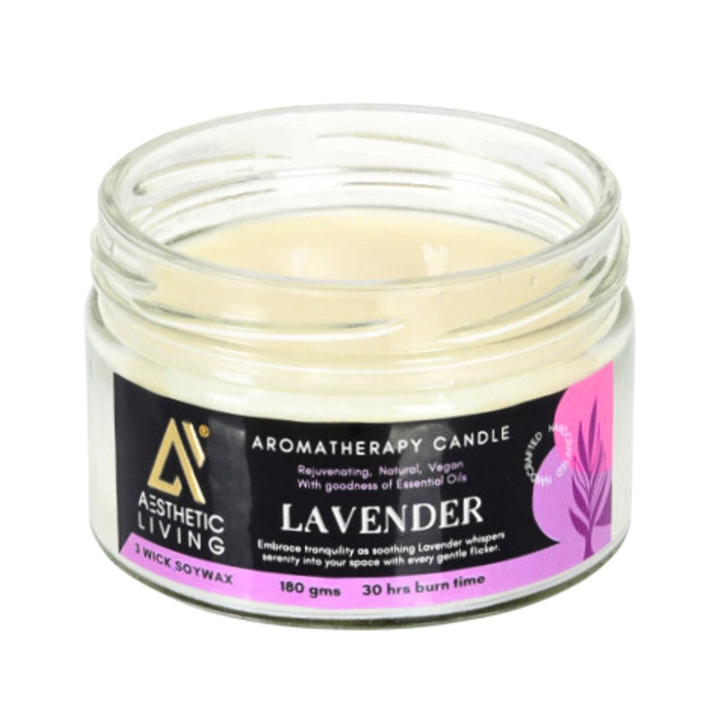 Buy Lavender 3 Wick Soy Wax Candle I 30 hr burn, 180 gms | Shop Verified Sustainable Candles & Fragrances on Brown Living™