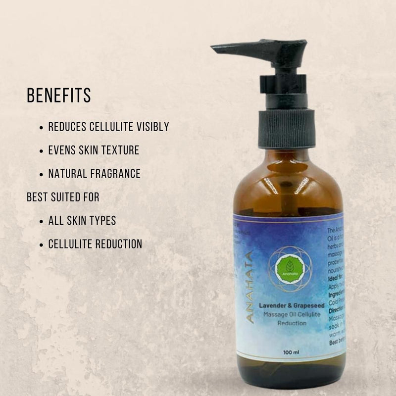 Buy Lavender & Grapeseed Massage Oil Cellulite Reduction - 100ml | Shop Verified Sustainable Body Oil on Brown Living™