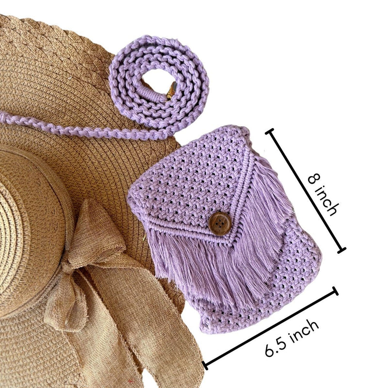 Lavender Macrame Mobile Sling Bag | Verified Sustainable Bags on Brown Living™