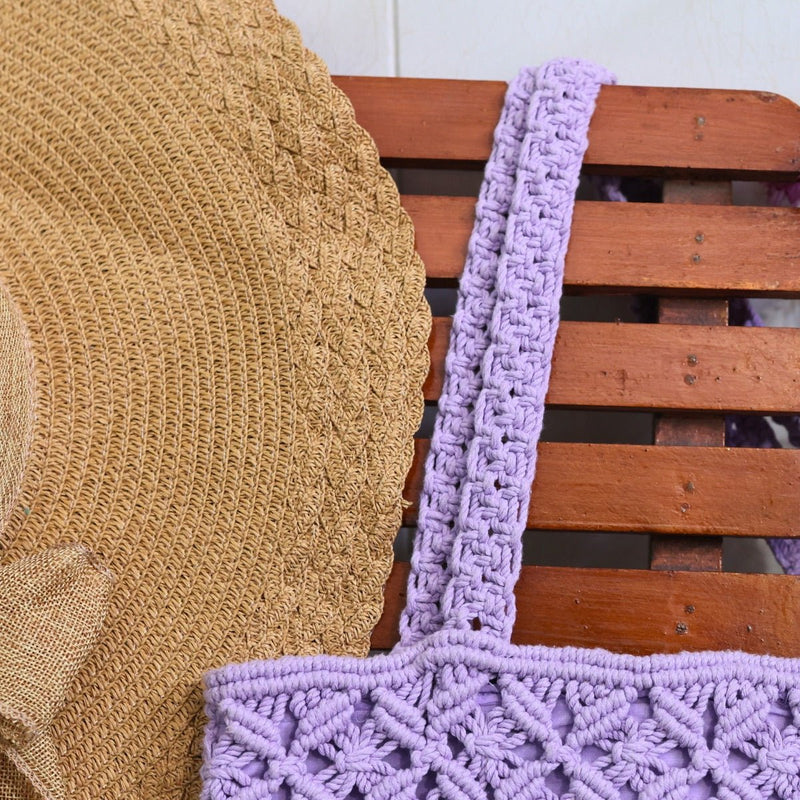 Lavender Macrame Tote Bag | Verified Sustainable Bags on Brown Living™