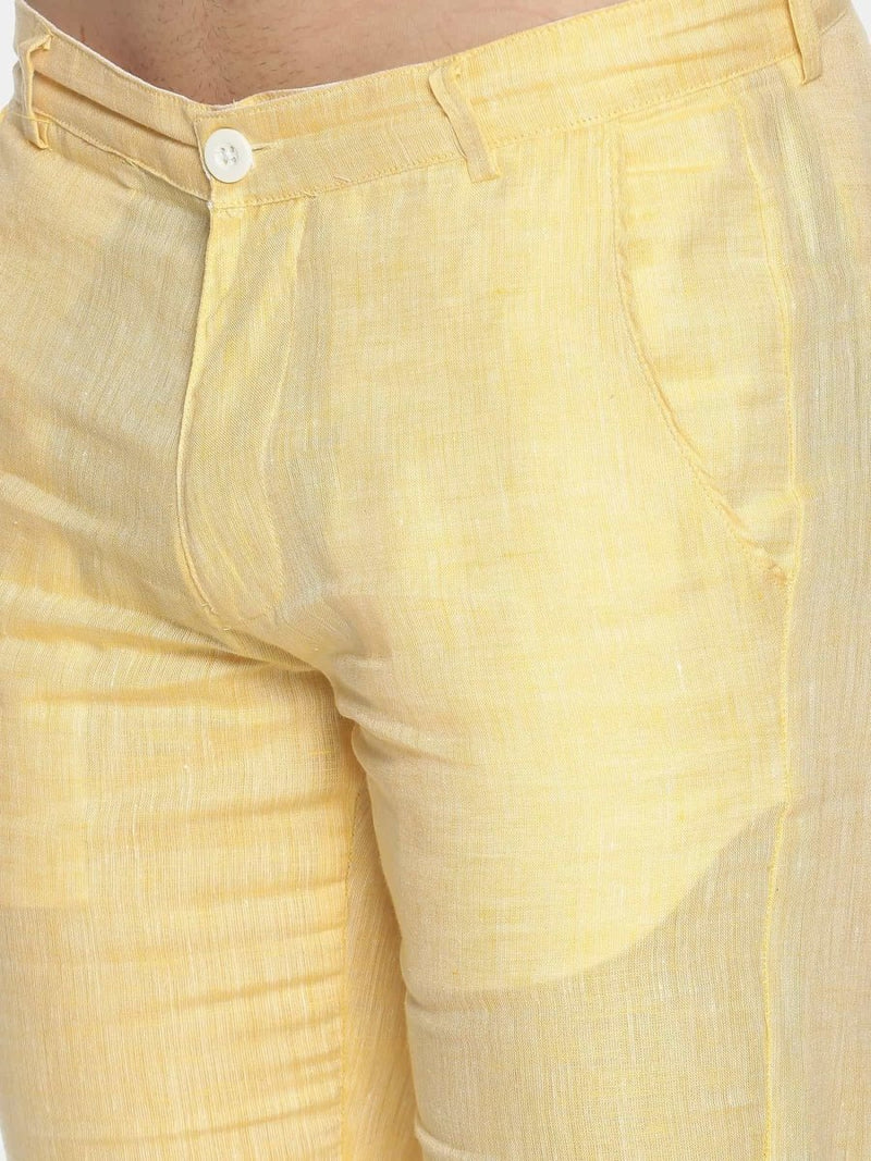 Buy Lemon Yellow Colour Slim Fit Hemp Shorts | Shop Verified Sustainable Mens Shorts on Brown Living™