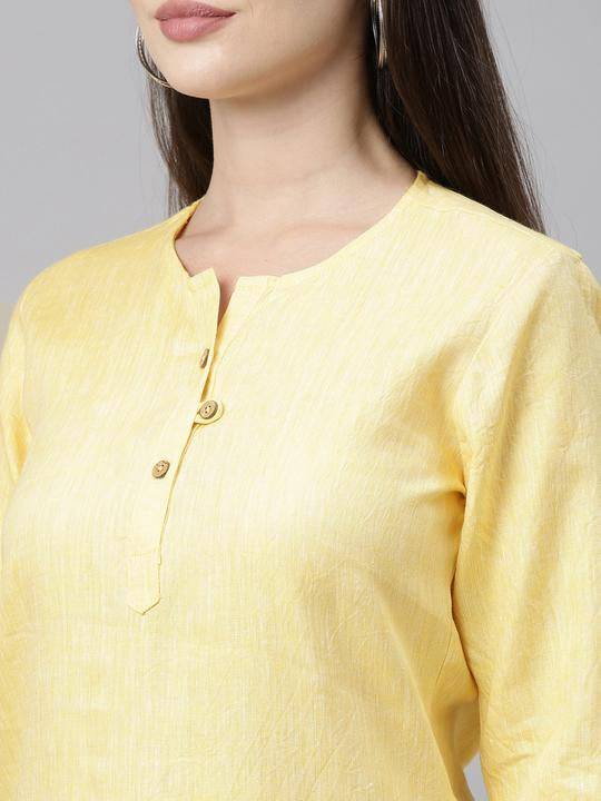 Buy Lemon Yellow Solid High Low Casual Top | Shop Verified Sustainable Womens Top on Brown Living™