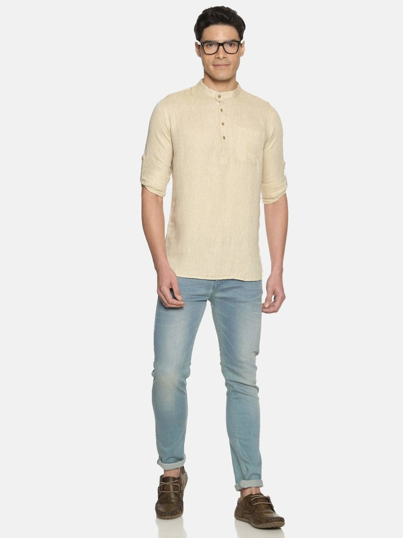 Buy Light Brown Colour Hemp Short Kurta | Shop Verified Sustainable Mens Kurta on Brown Living™