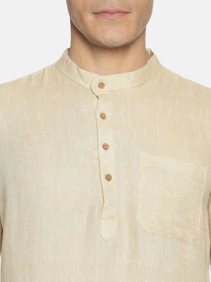 Buy Light Brown Colour Hemp Short Kurta | Shop Verified Sustainable Mens Kurta on Brown Living™