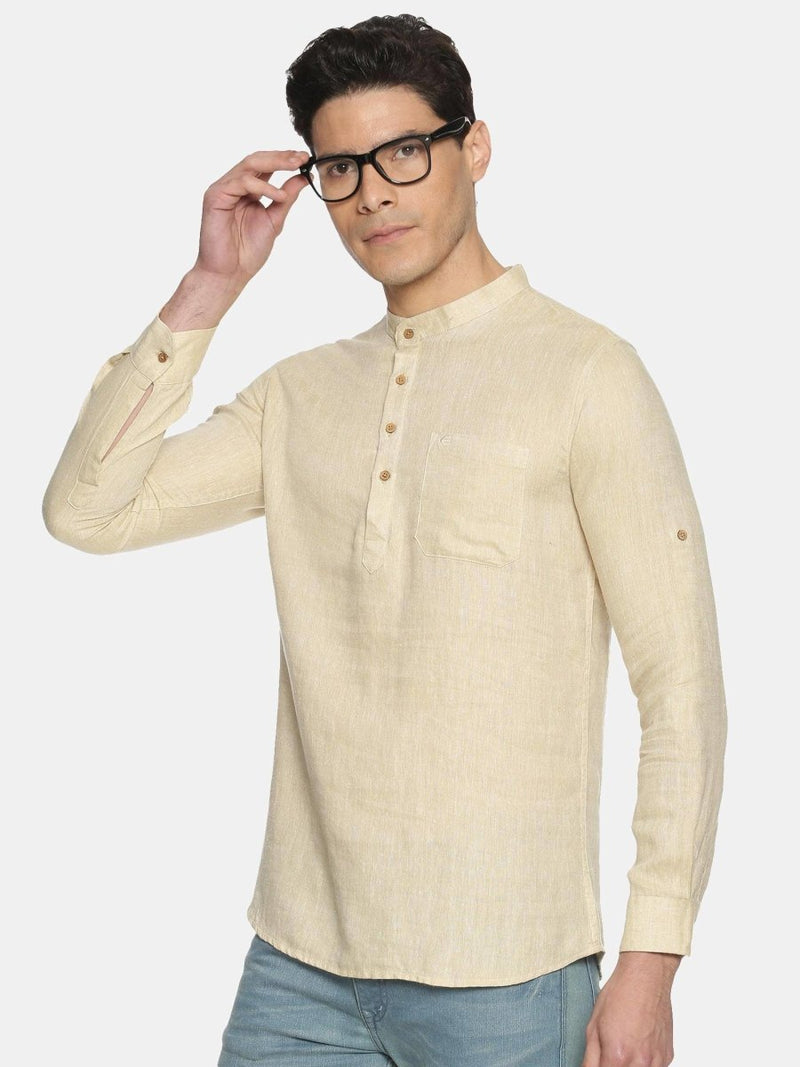 Buy Light Brown Colour Hemp Short Kurta | Shop Verified Sustainable Mens Kurta on Brown Living™