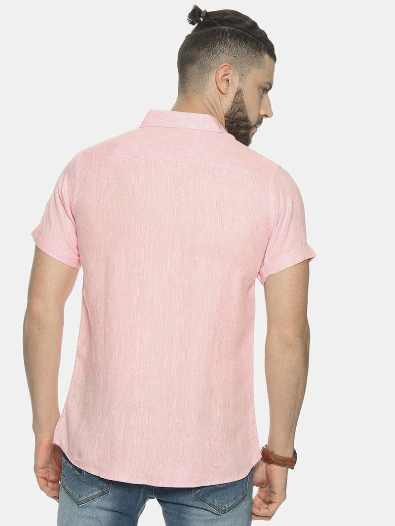 Buy Light Pink Colour Slim Fit Hemp Casual Shirt | Shop Verified Sustainable Mens Shirt on Brown Living™