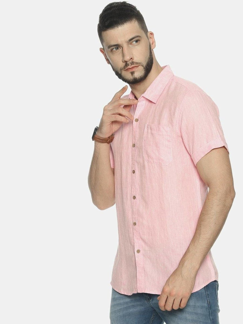 Buy Light Pink Colour Slim Fit Hemp Casual Shirt | Shop Verified Sustainable Mens Shirt on Brown Living™