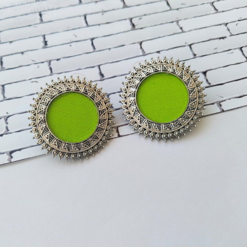 Buy Lime Green and Silver Small Studs Earrings for Women | Shop Verified Sustainable Womens earrings on Brown Living™