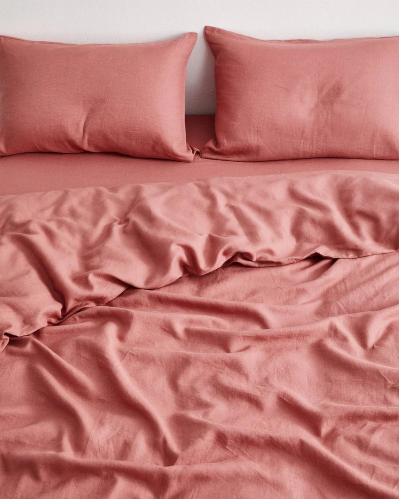 Buy Linen Bedding Duvet Cover | 3 Pc Set | Dusty Pink | Shop Verified Sustainable Bedding on Brown Living™