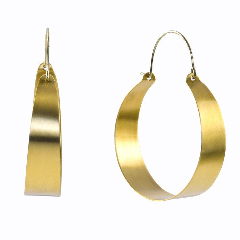 Buy Loop Shaped Handcrafted Brass Textured Earring | Shop Verified Sustainable Womens earrings on Brown Living™