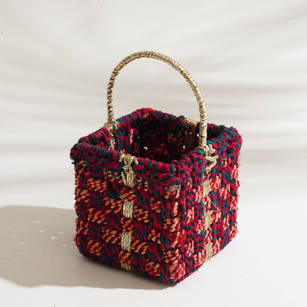 Buy Magenta Upcycled Textile Basket | Shop Verified Sustainable Baskets & Boxes on Brown Living™