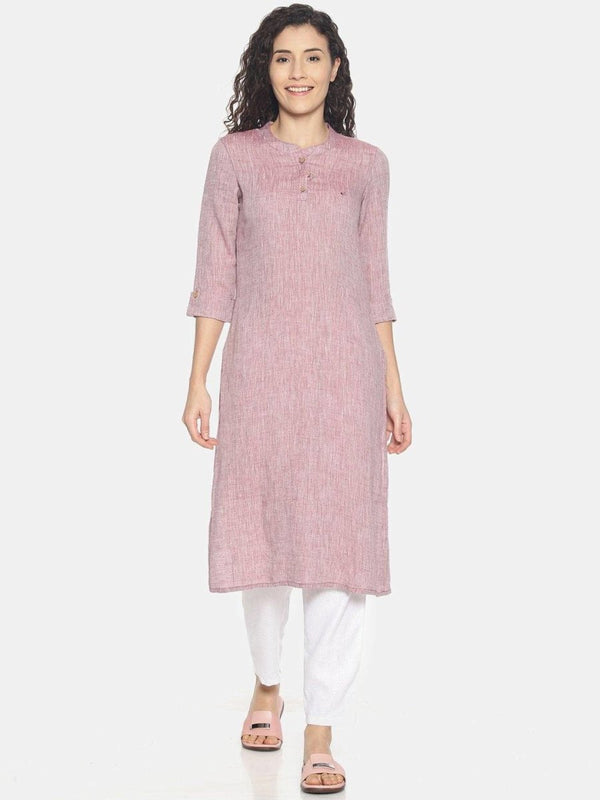 Buy Maroon Colour Solid Hemp Straight Long Kurta For Women | Shop Verified Sustainable Womens Kurta on Brown Living™