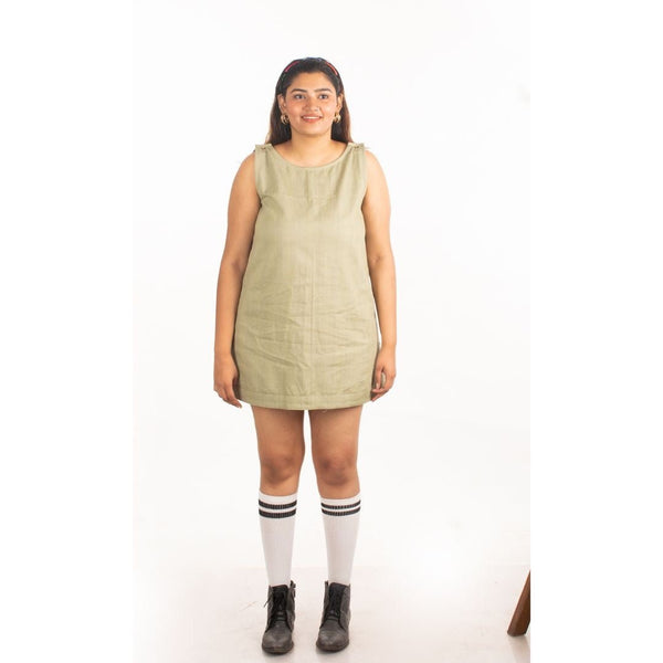 Buy Matcha Aline Khadi Denim Dress | Shop Verified Sustainable Womens Dress on Brown Living™