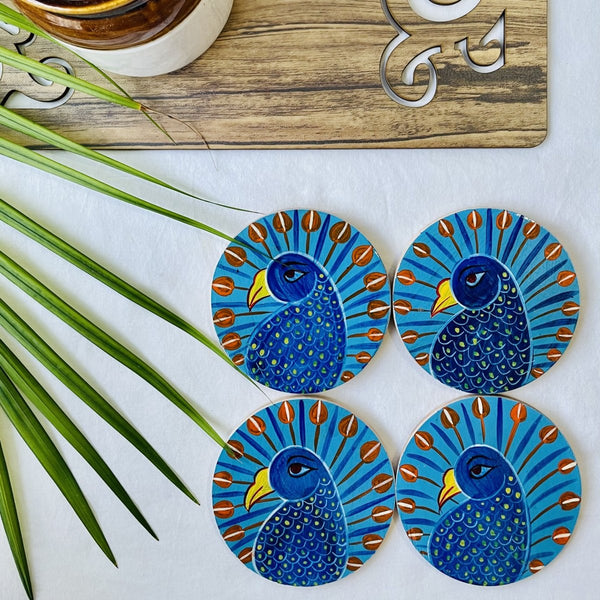 Buy Mayur - Round Wooden Coasters | Shop Verified Sustainable Table Decor on Brown Living™