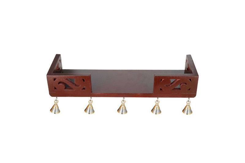 Buy MDF Home Temple Decorative Shelf 45 x 15 x 8.5 cm with 5 Brass Bells | Shop Verified Sustainable Wall Decor on Brown Living™