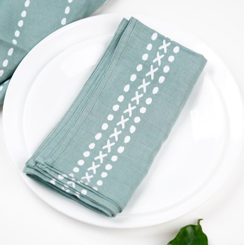 Buy Meethu Hemp Napkins | Set of 2/4/6 | Block Printed | Shop Verified Sustainable Table Linens on Brown Living™