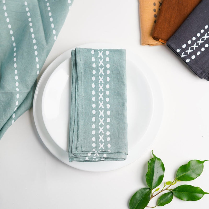 Buy Meethu Hemp Napkins | Set of 2/4/6 | Block Printed | Shop Verified Sustainable Table Linens on Brown Living™