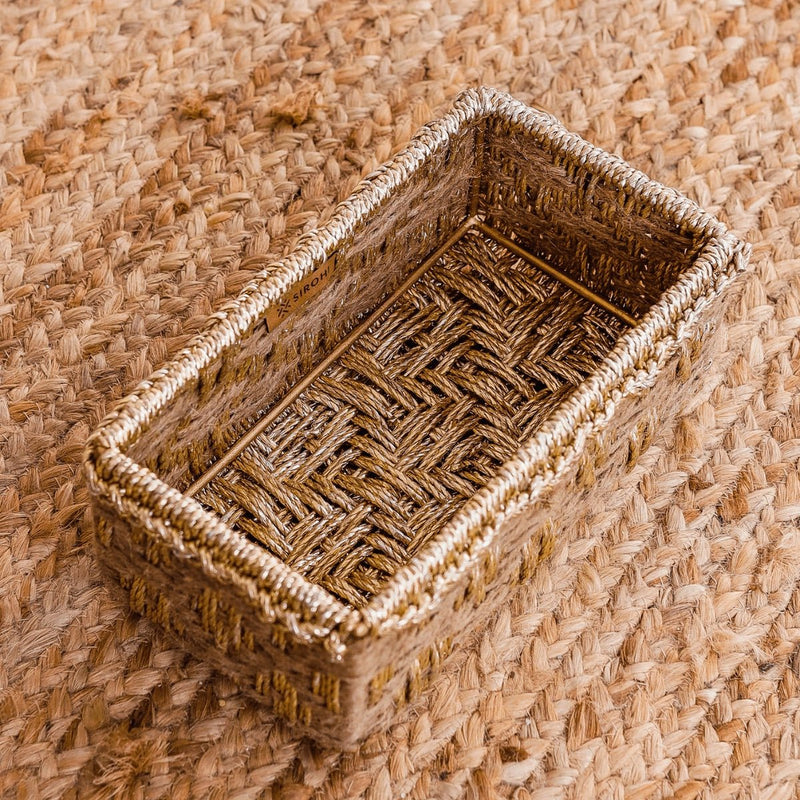 Buy Memories Trinket Storage Tray - Jute & Gold | Shop Verified Sustainable Baskets & Boxes on Brown Living™