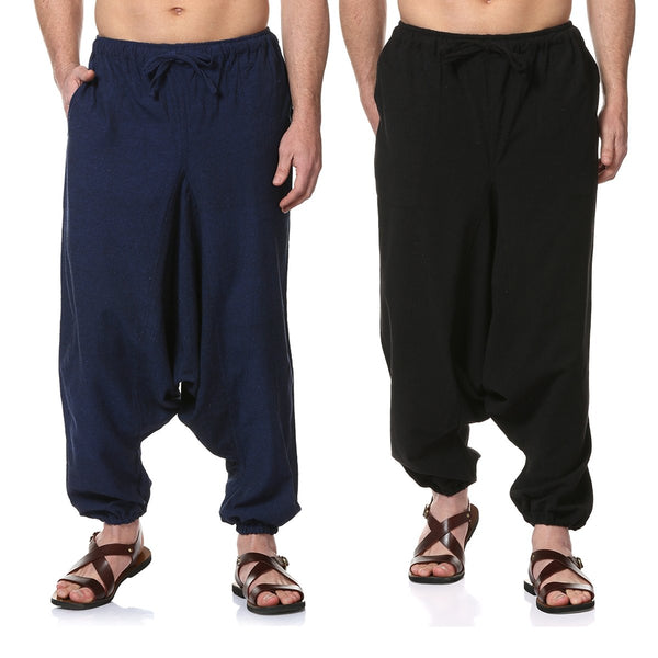 Buy Men's Combo Pack of 2 Harem Pants | Dark Blue & Black | GSM-170 | Free Size | Shop Verified Sustainable Products on Brown Living