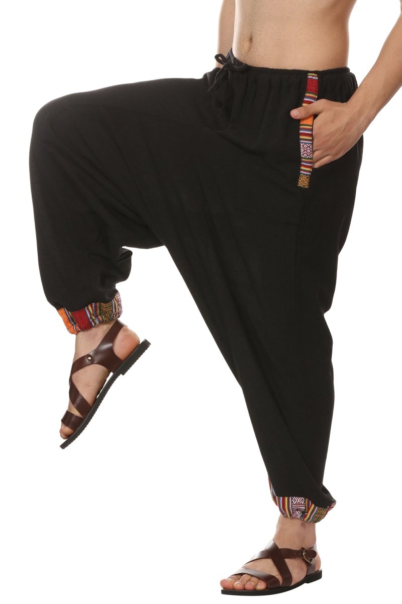 Buy Men's Tribal Harem | Black | Fits Waist Sizes 28 to 36 Inches | Shop Verified Sustainable Mens Pyjama on Brown Living™