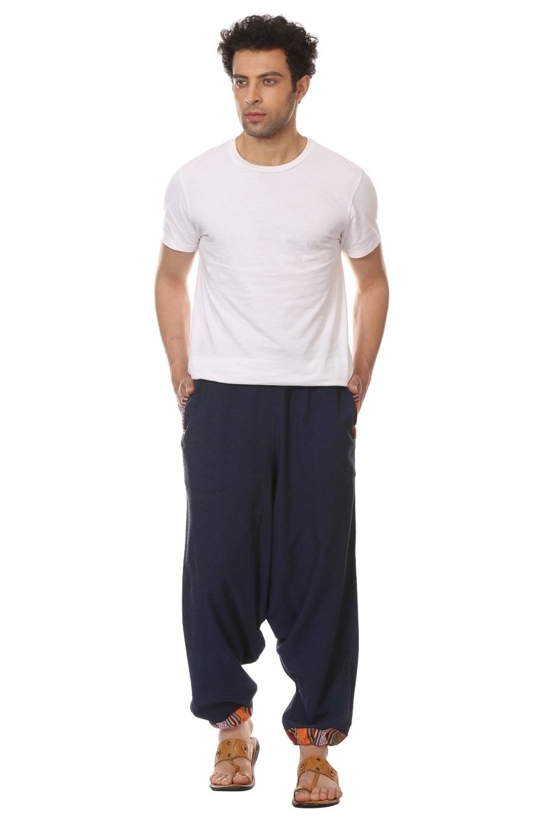 Buy Men's Tribal Harem | Dark Blue | Fits Waist Sizes 28 to 36 Inches | Shop Verified Sustainable Mens Pyjama on Brown Living™