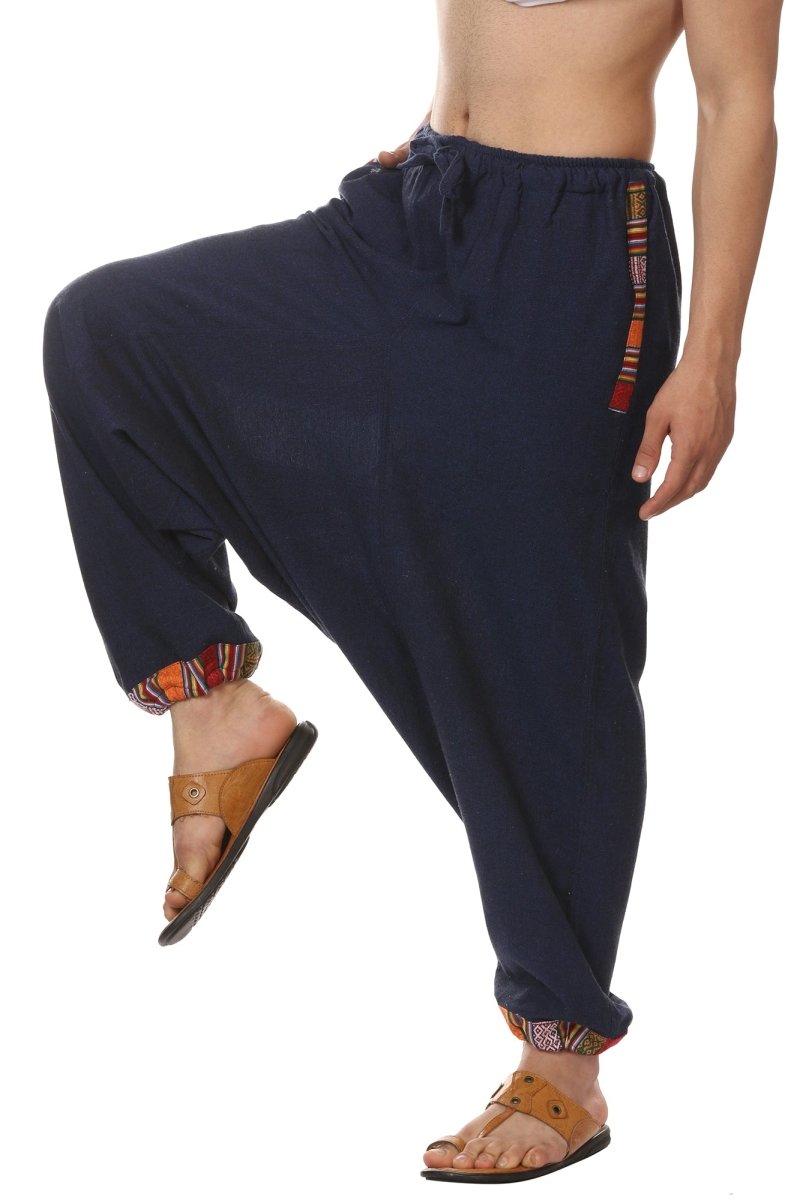 Buy Men's Tribal Harem | Dark Blue | Fits Waist Sizes 28 to 36 Inches | Shop Verified Sustainable Mens Pyjama on Brown Living™