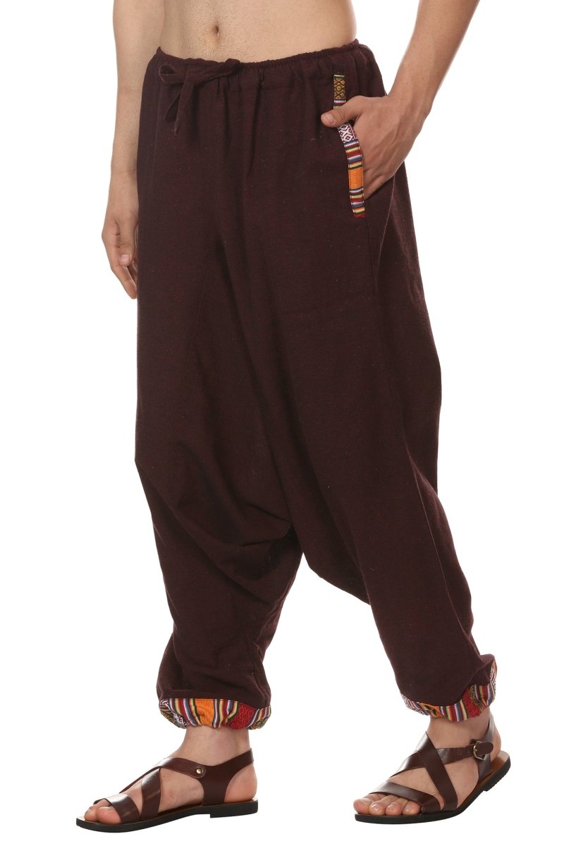 Buy Men's Tribal Harem | Maroon | Fits Waist Sizes 28 to 36 Inches | Shop Verified Sustainable Mens Pyjama on Brown Living™