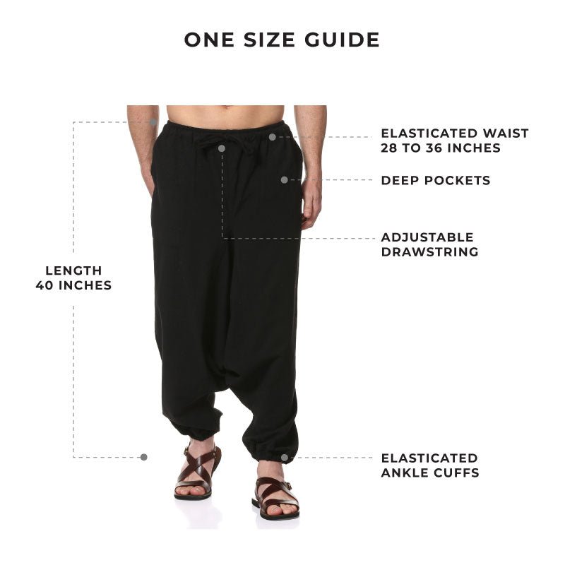 Buy Men's Harem Pack of 2 | Black & Melange Grey | Fits Waist Sizes 28 to 36 Inches | Shop Verified Sustainable Mens Pyjama on Brown Living™