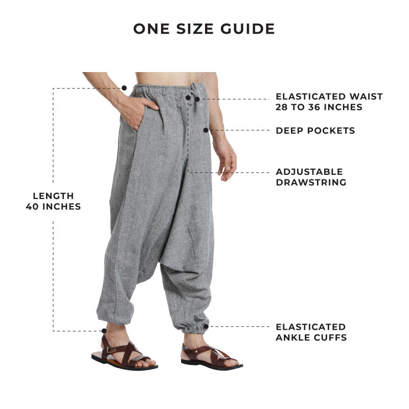 Buy Men's Harem Pack of 2 | Dark Blue & Grey | Fits Waist Sizes 28 to 36 Inches | Shop Verified Sustainable Mens Pyjama on Brown Living™