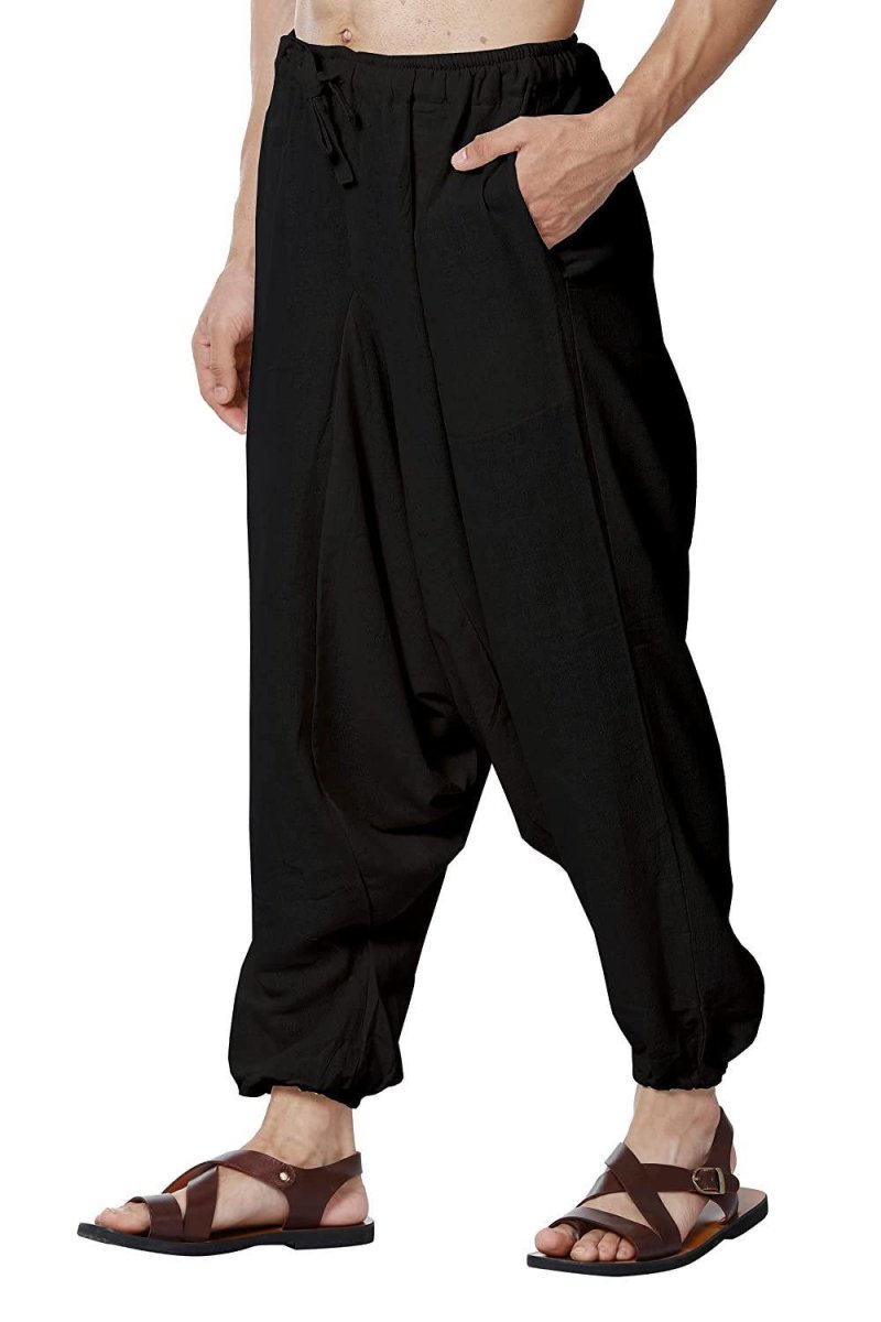 Buy Men's Harem Pant | Black | Fits Waist Size 28" to 36" | Shop Verified Sustainable Mens Pyjama on Brown Living™