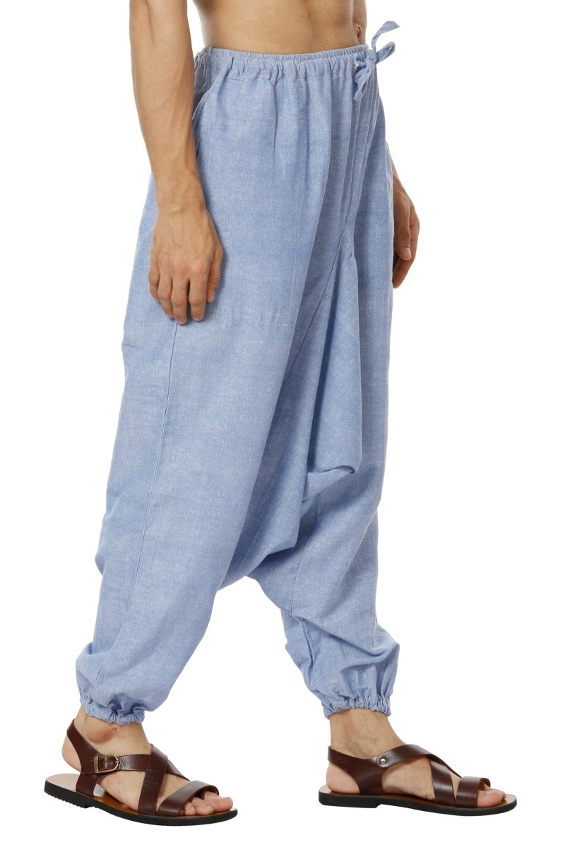 Buy Men's Harem Pants | Blue | GSM - 170 | Free Size | Shop Verified Sustainable Products on Brown Living