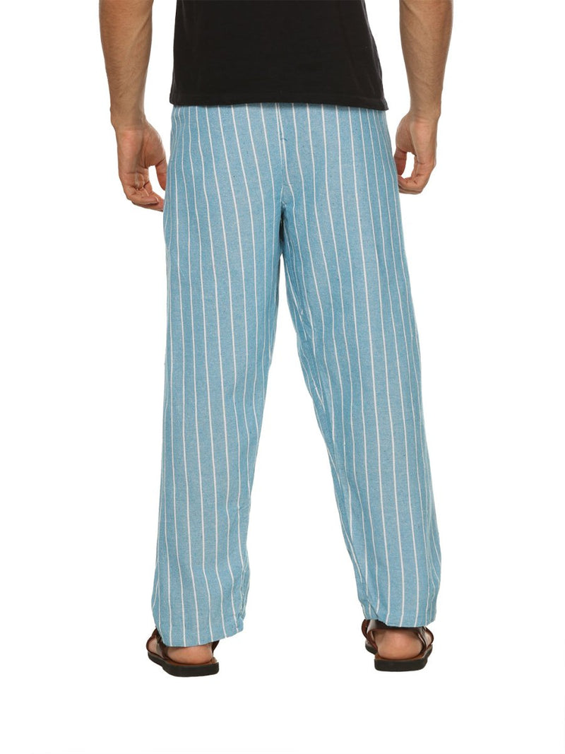 Buy Men's Lounge Pants | Blue Stripes | Fits Waist Size 28" to 36" | Shop Verified Sustainable Mens Pyjama on Brown Living™