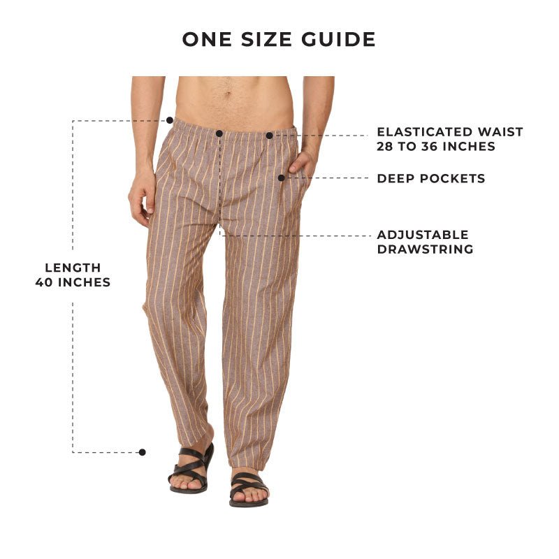 Buy Men's Lounge Pants | Brown Stripes | Fits Waist Size 28" to 36" | Shop Verified Sustainable Products on Brown Living