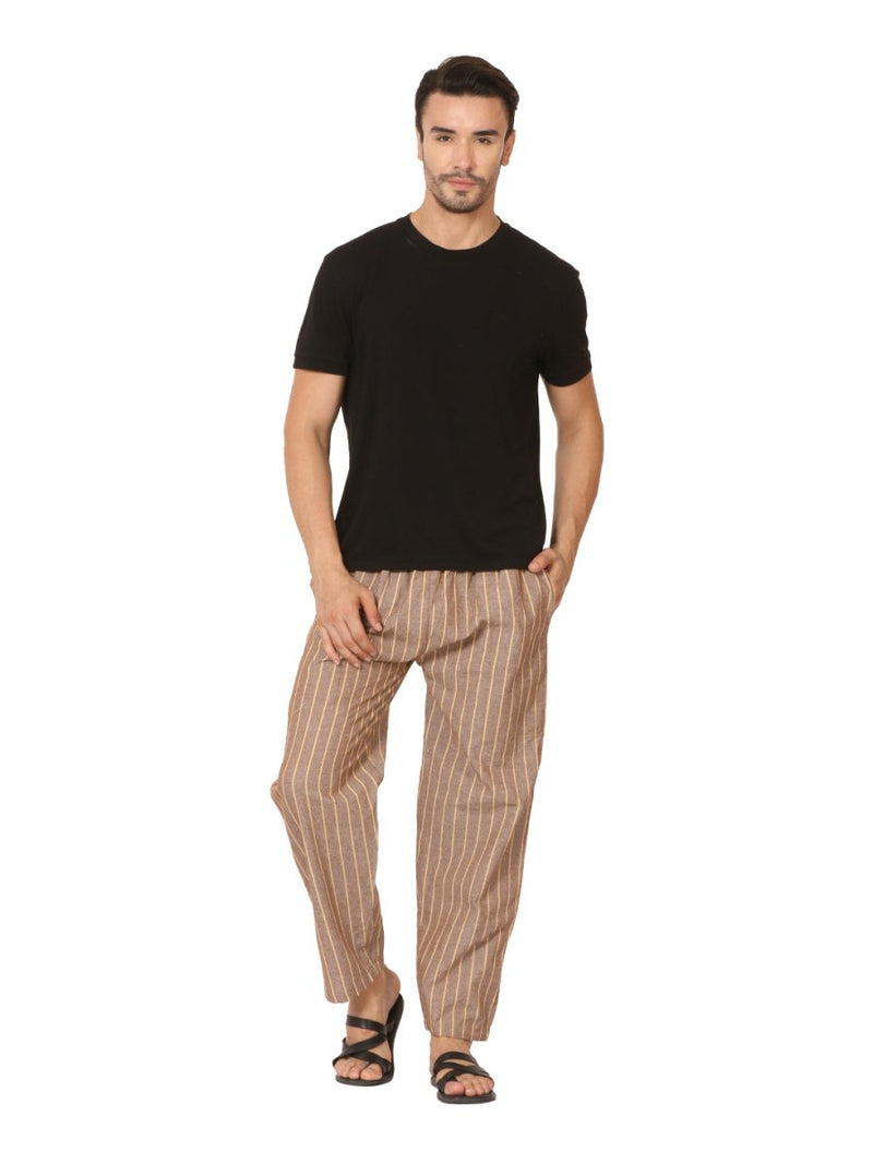 Buy Men's Lounge Pants Pack of 2| Black & Brown Stripes | Fits Waist Size 28 to 36 inches | Shop Verified Sustainable Products on Brown Living