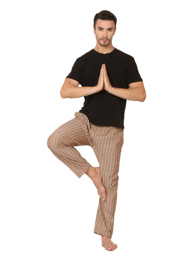 Buy Men's Lounge Pants Pack of 2| Black & Brown Stripes | Fits Waist Size 28 to 36 inches | Shop Verified Sustainable Products on Brown Living