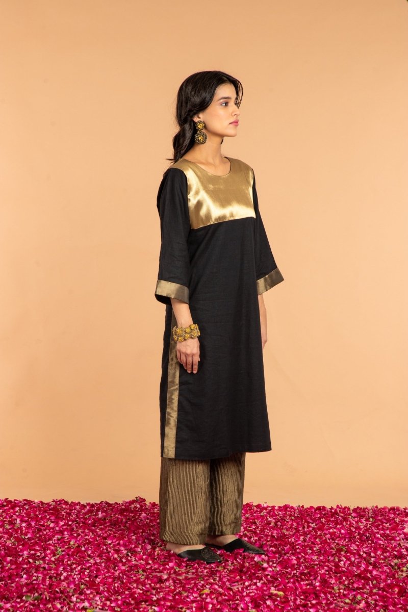 Buy Metallic Yoke Cotton and Silk Dress | Shop Verified Sustainable Womens Dress on Brown Living™