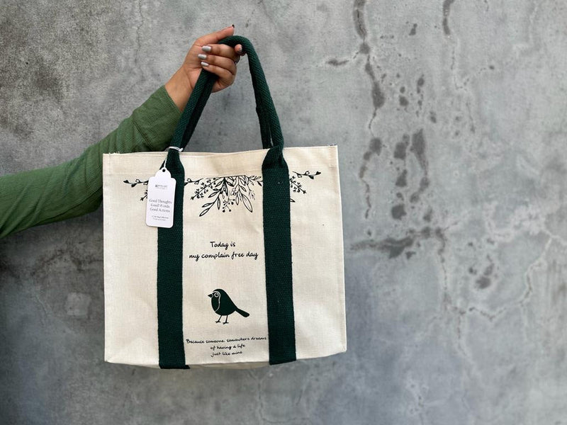 Mindful Canvas Tote Bag-Bird Print | Verified Sustainable Tote Bag on Brown Living™