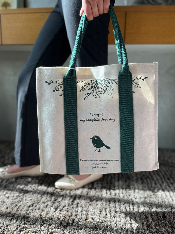 Mindful Canvas Tote Bag-Bird Print | Verified Sustainable Tote Bag on Brown Living™