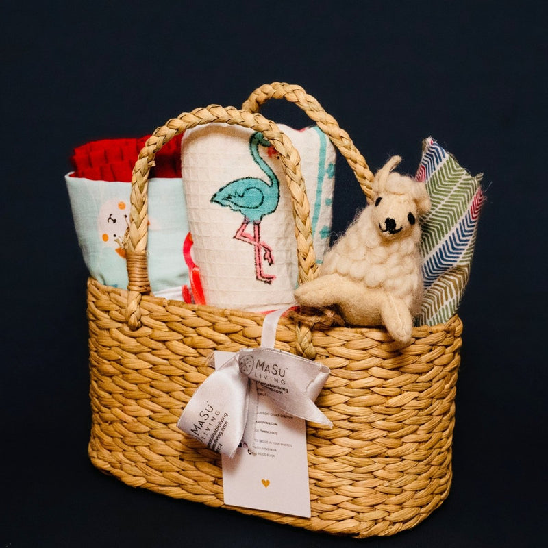 Buy Mini Aloka Baby Hamper- Cats and Flamingos | Shop Verified Sustainable Gift Hampers on Brown Living™