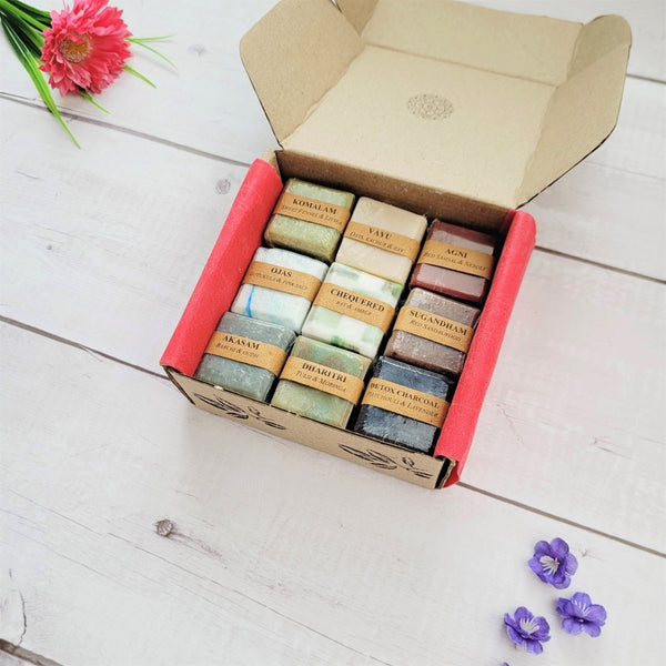 Buy Mini Handmade Cold Process Soap Bars with essential oils | Set of 9 | Shop Verified Sustainable Body Soap on Brown Living™