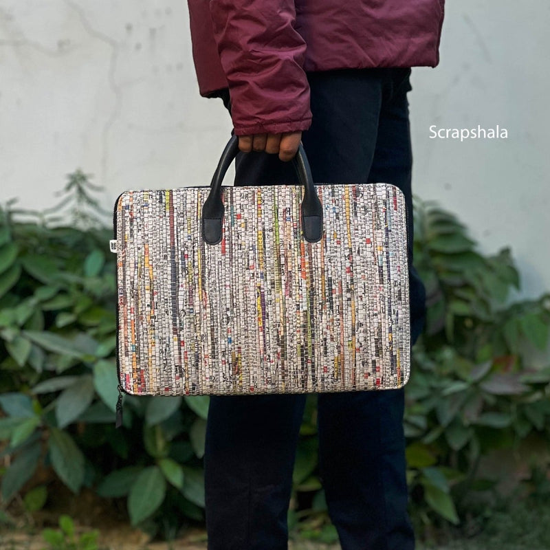 Buy Minimalist Charcha Laptop Bag | Upcycled handloom textile | Shop Verified Sustainable Laptop Sleeve on Brown Living™