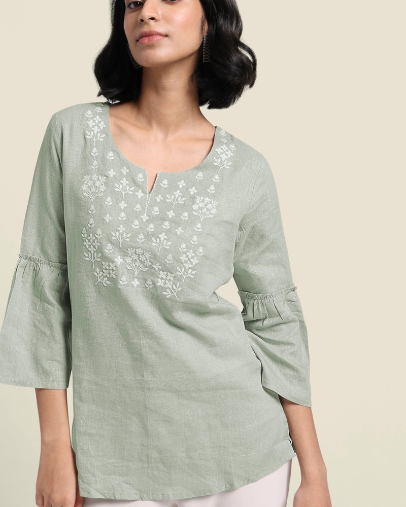 Buy Mint Linen Blouse | Shop Verified Sustainable Products on Brown Living