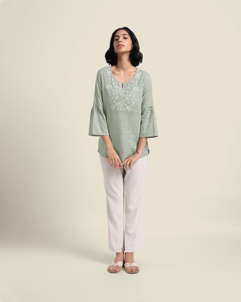 Buy Mint Linen Blouse | Shop Verified Sustainable Products on Brown Living