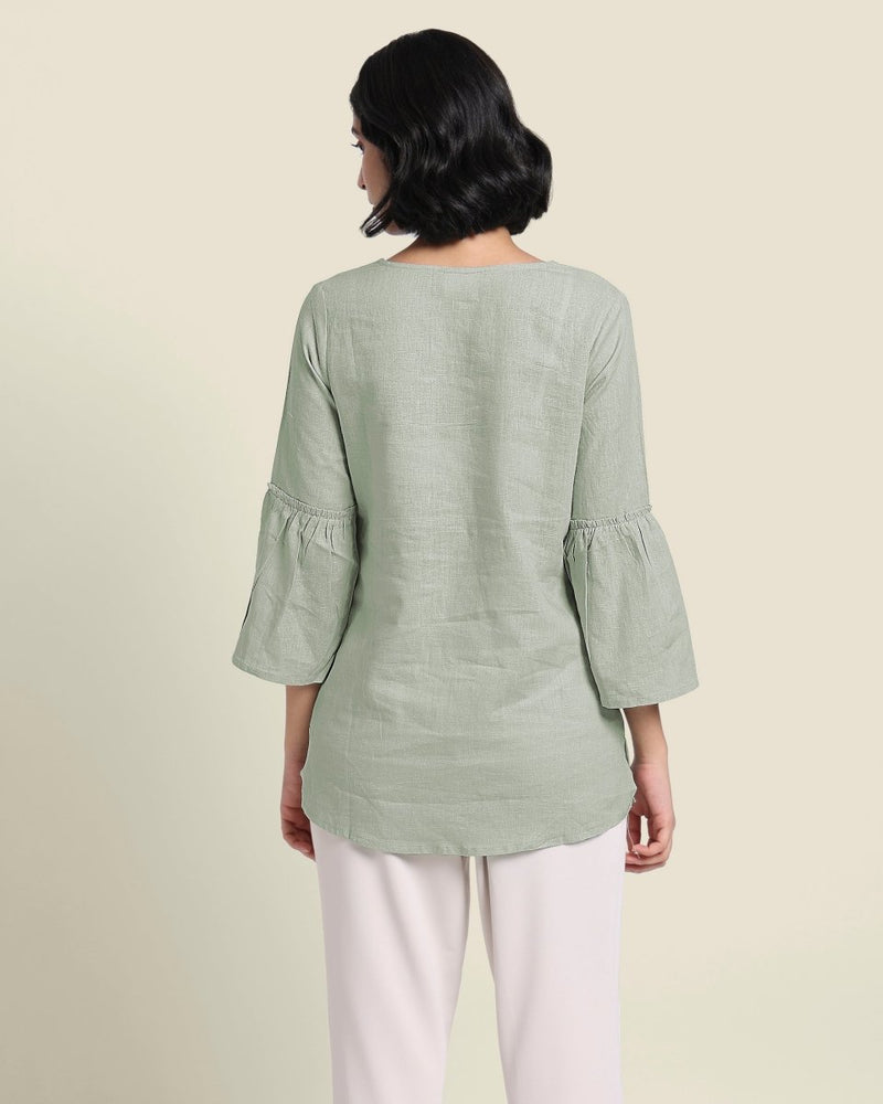 Buy Mint Linen Blouse | Shop Verified Sustainable Products on Brown Living