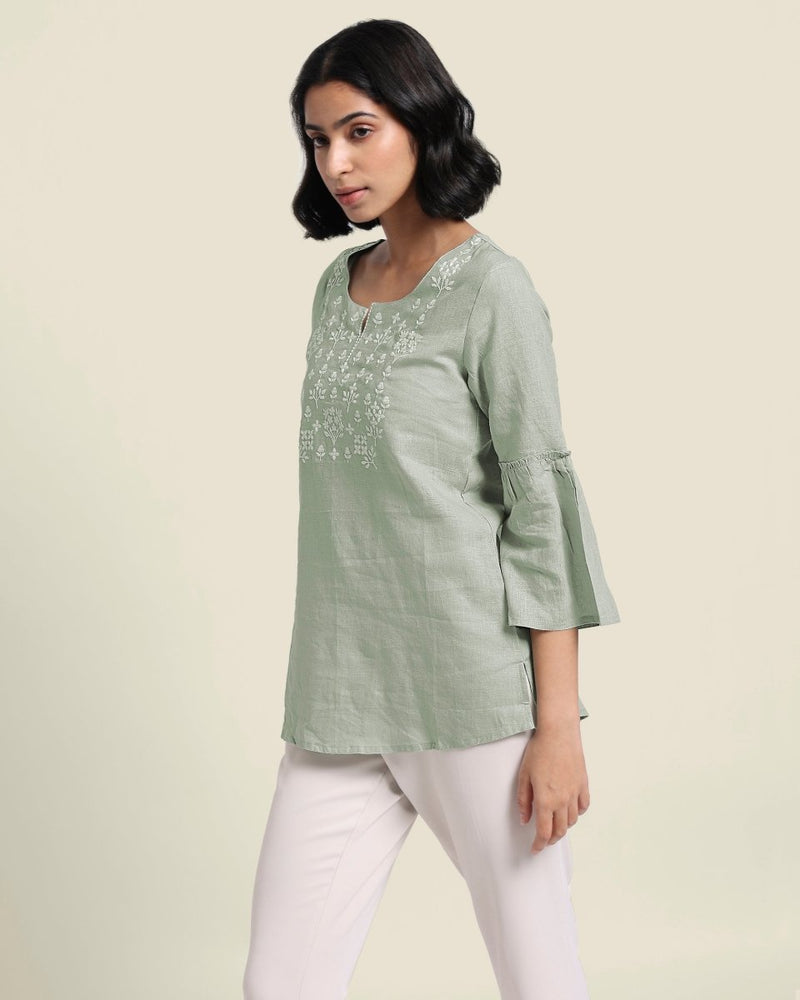 Buy Mint Linen Blouse | Shop Verified Sustainable Products on Brown Living