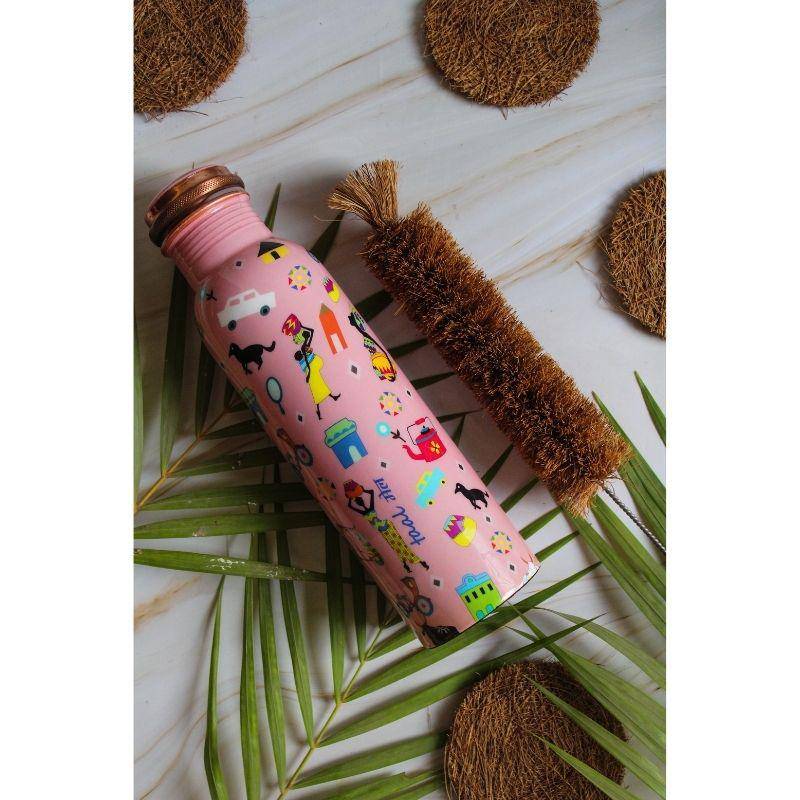 Buy Modern Art Pink Copper Bottle with Purity Guarantee Certificate | Shop Verified Sustainable Bottles & Sippers on Brown Living™