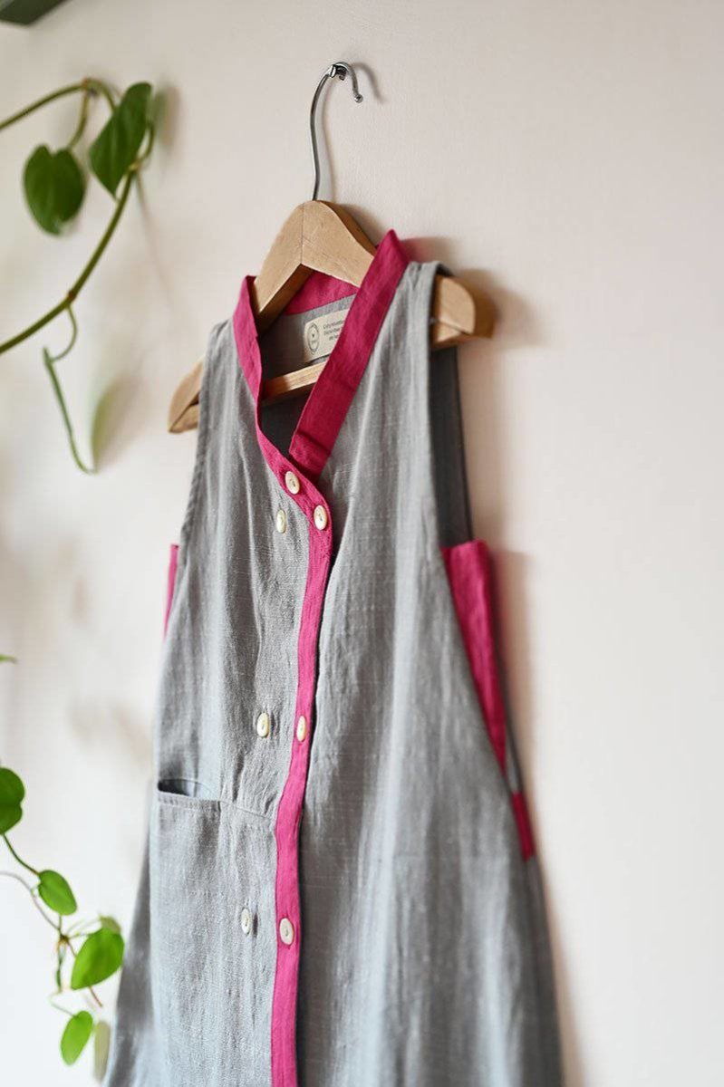 Buy Moonlight' Sleeveless Button Down Dress In Grey Slub | Shop Verified Sustainable Kids Frocks & Dresses on Brown Living™